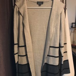 Tan & Gray Colorblock Long Relaxed Duster Cardigan